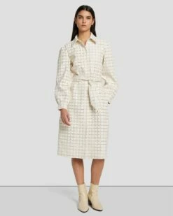 7 For All Mankind Faux Leather Belted Shirt Dress In Cream 10 7 For All Mankind Faux Leather Belted Shirt Dress In Cream -7 For All Mankind Sales 7N822F06 CRM 3