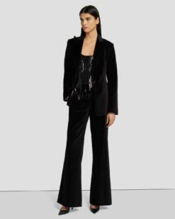 7 For All Mankind Modern Dojo Velvet Trouser In Black -7 For All Mankind Sales 7N824F38 BLK 3