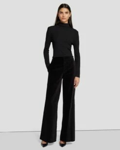 7 For All Mankind Modern Dojo Velvet Trouser In Black -7 For All Mankind Sales 7N824F38 BLK 6
