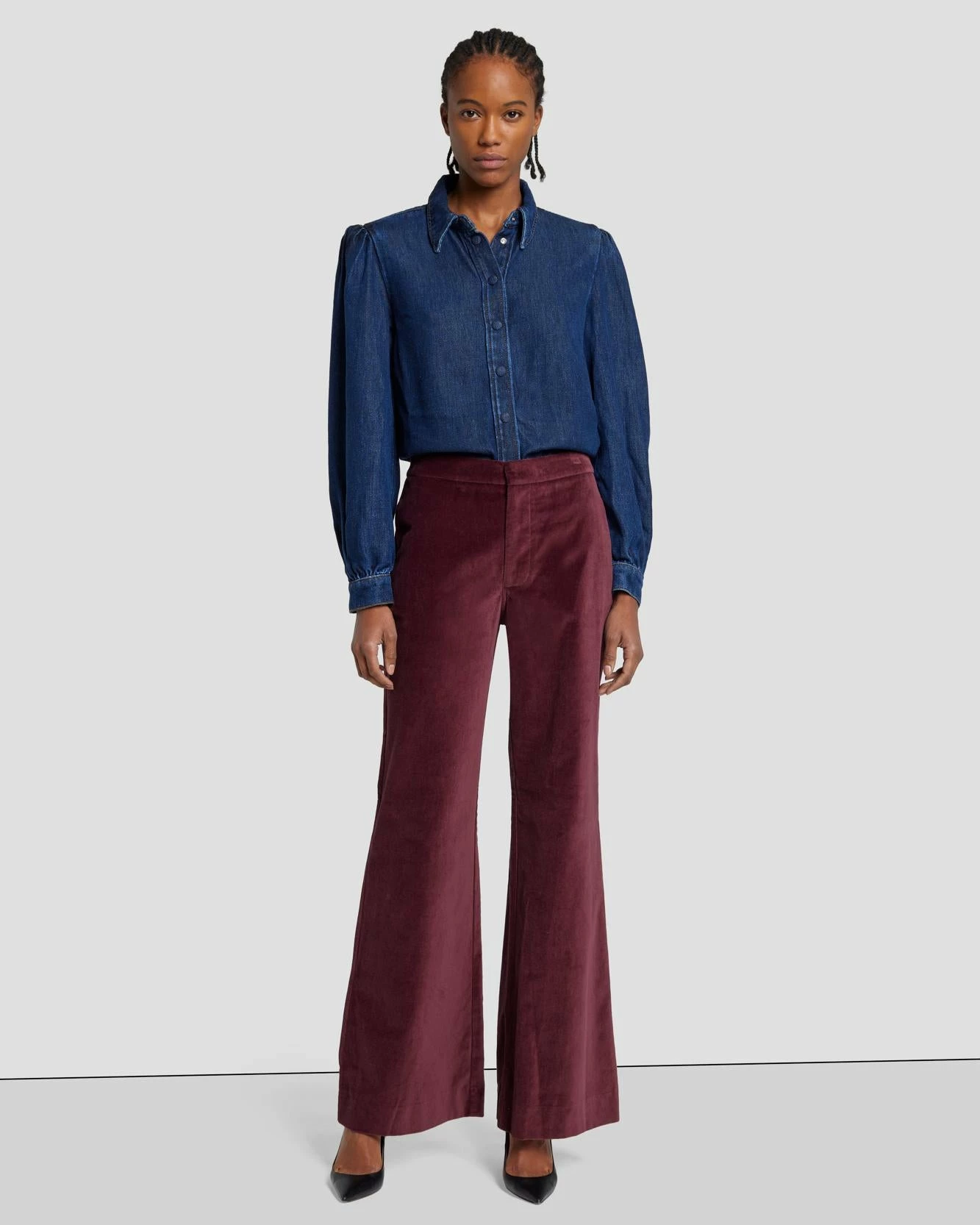 7 For All Mankind Modern Dojo Velvet Trouser In Winetasting 8 7 For All Mankind Modern Dojo Velvet Trouser In Winetasting - Image 6