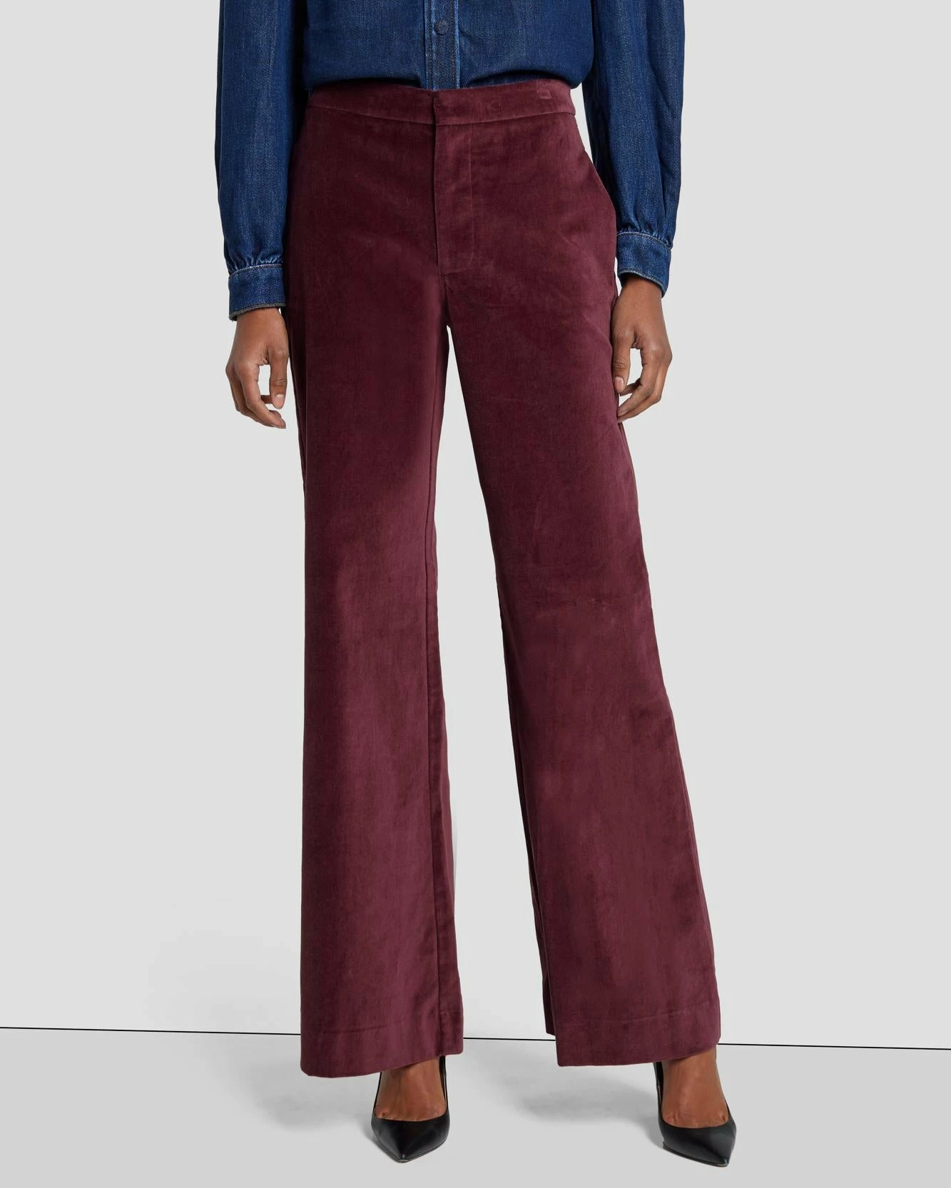 7 For All Mankind Modern Dojo Velvet Trouser In Winetasting 3 7 For All Mankind Modern Dojo Velvet Trouser In Winetasting