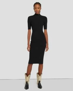 7 For All Mankind Detail Back Knit Dress In Black