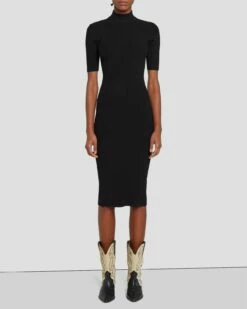 7 For All Mankind Detail Back Knit Dress In Black -7 For All Mankind Sales 7N827D35 BLK 6