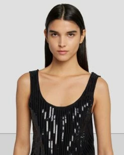 7 For All Mankind Sequin Wide Leg Knit Jumpsuit In Black -7 For All Mankind Sales 7N830F44 BLK 3