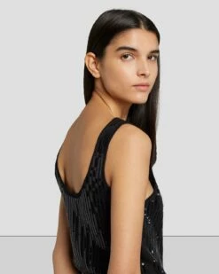 7 For All Mankind Sequin Wide Leg Knit Jumpsuit In Black -7 For All Mankind Sales 7N830F44 BLK 5