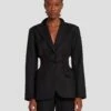 7 For All Mankind Cinched Waist Linen Blazer In Black -7 For All Mankind Sales 7N945F31 BLK 1