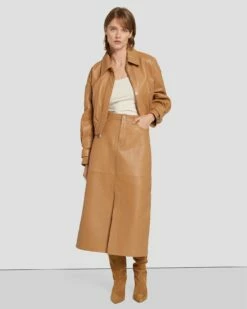 7 For All Mankind Leather Moto Jacket In Brown Sugar -7 For All Mankind Sales 7N946D71 BNS 3