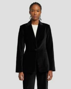 7 For All Mankind Velvet Blazer In Black