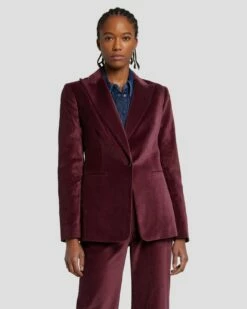 7 For All Mankind Velvet Blazer In Winetasting