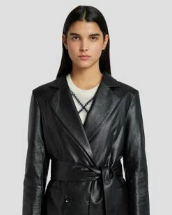 7 For All Mankind Faux Leather Wrap Blazer In Black -7 For All Mankind Sales 7N948F06 BLK 3
