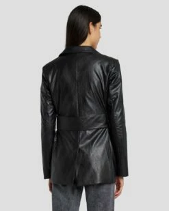 7 For All Mankind Faux Leather Wrap Blazer In Black -7 For All Mankind Sales 7N948F06 BLK 4