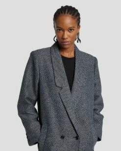 7 For All Mankind Striped Two Tone Coat In Grey -7 For All Mankind Sales 7N951F43 TTG 3