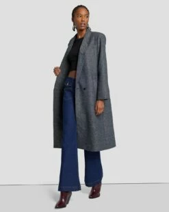 7 For All Mankind Striped Two Tone Coat In Grey -7 For All Mankind Sales 7N951F43 TTG 6