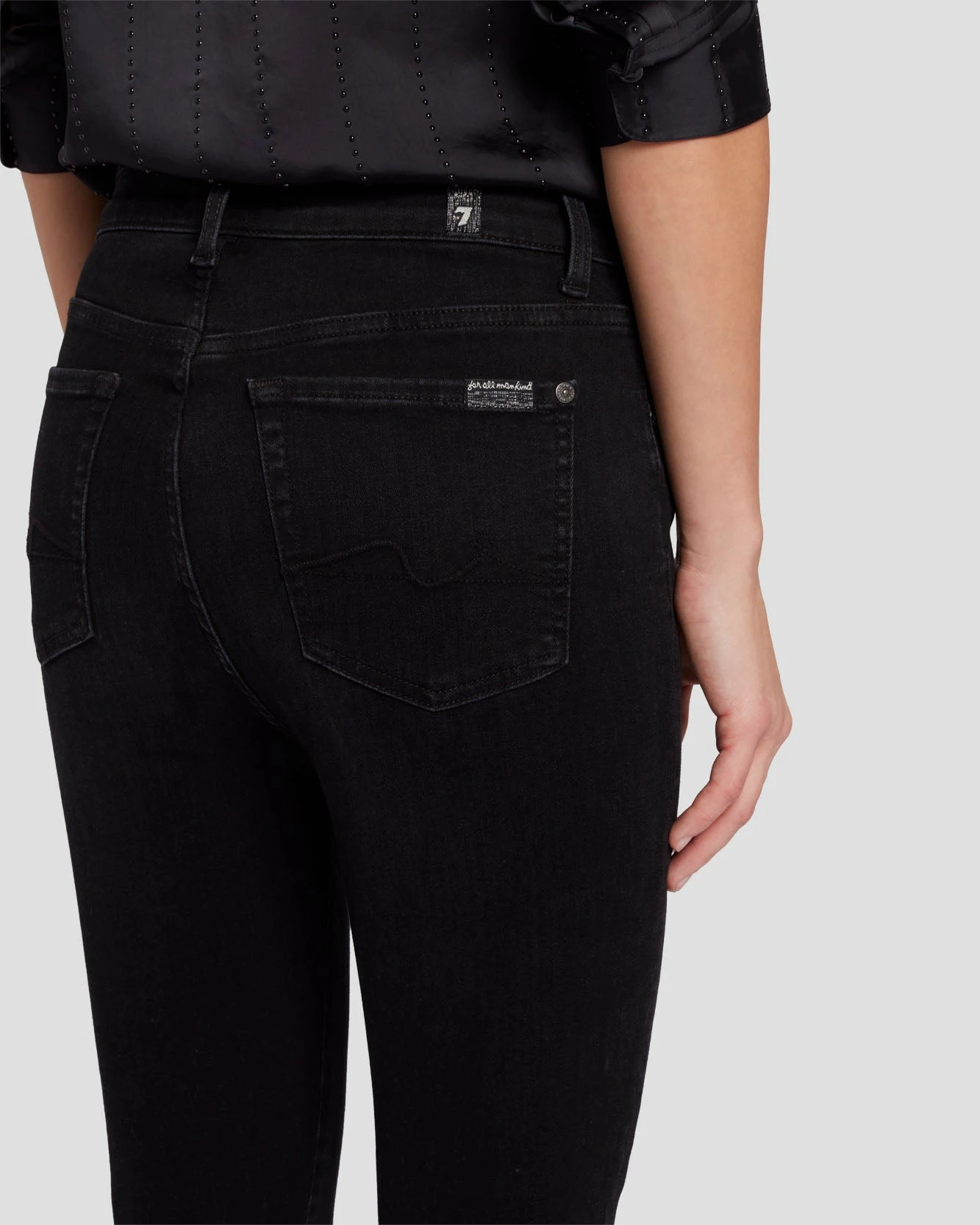 7 For All Mankind High Waist Ankle Skinny In Black Rose 7 7 For All Mankind High Waist Ankle Skinny In Black Rose - Image 5