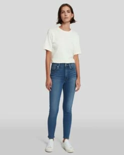 7 For All Mankind Slim Illusion High Waist Ankle Skinny In Love Story