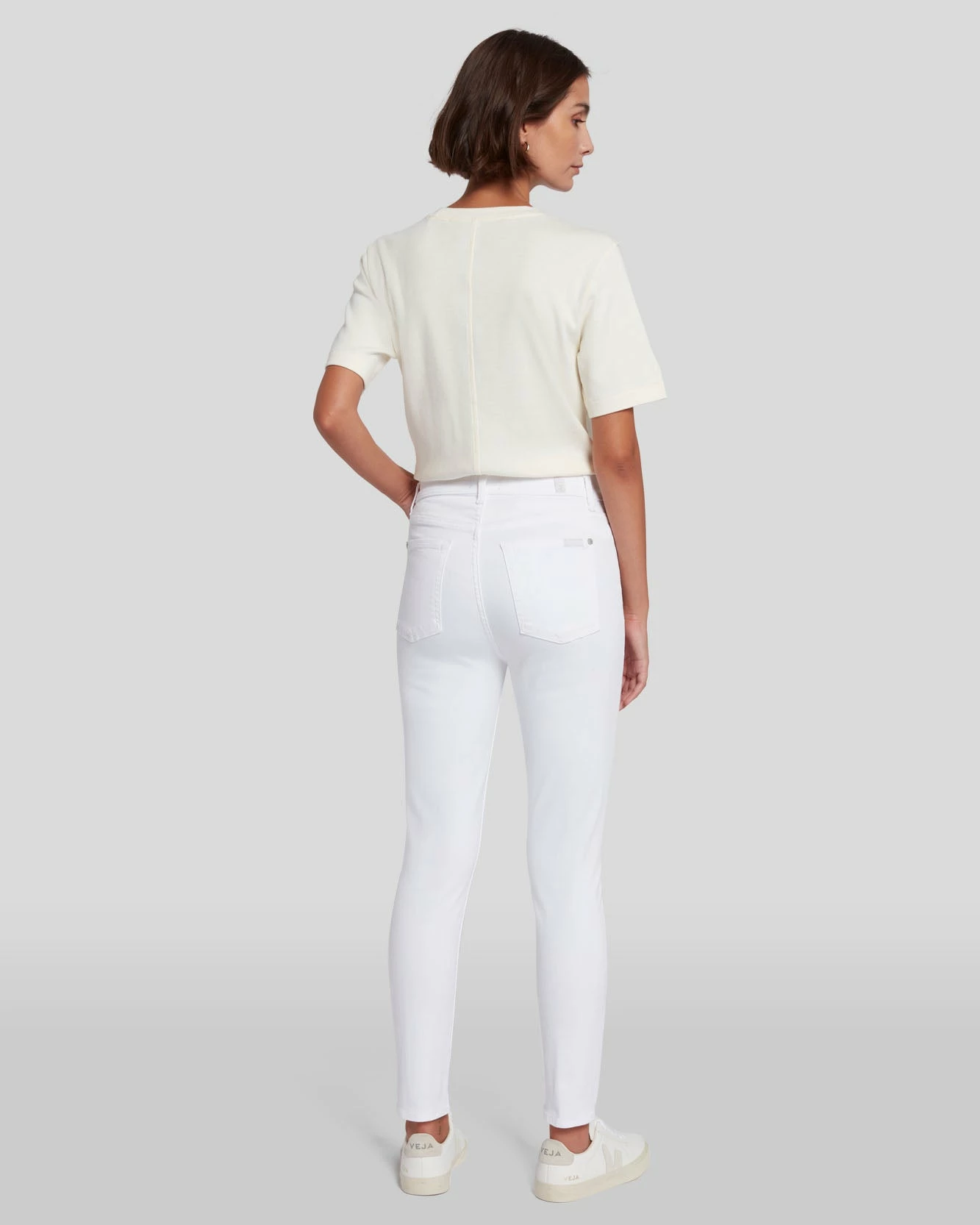 7 For All Mankind Slim Illusion High Waist Ankle Skinny In Luxe White 6 7 For All Mankind Slim Illusion High Waist Ankle Skinny In Luxe White - Image 4