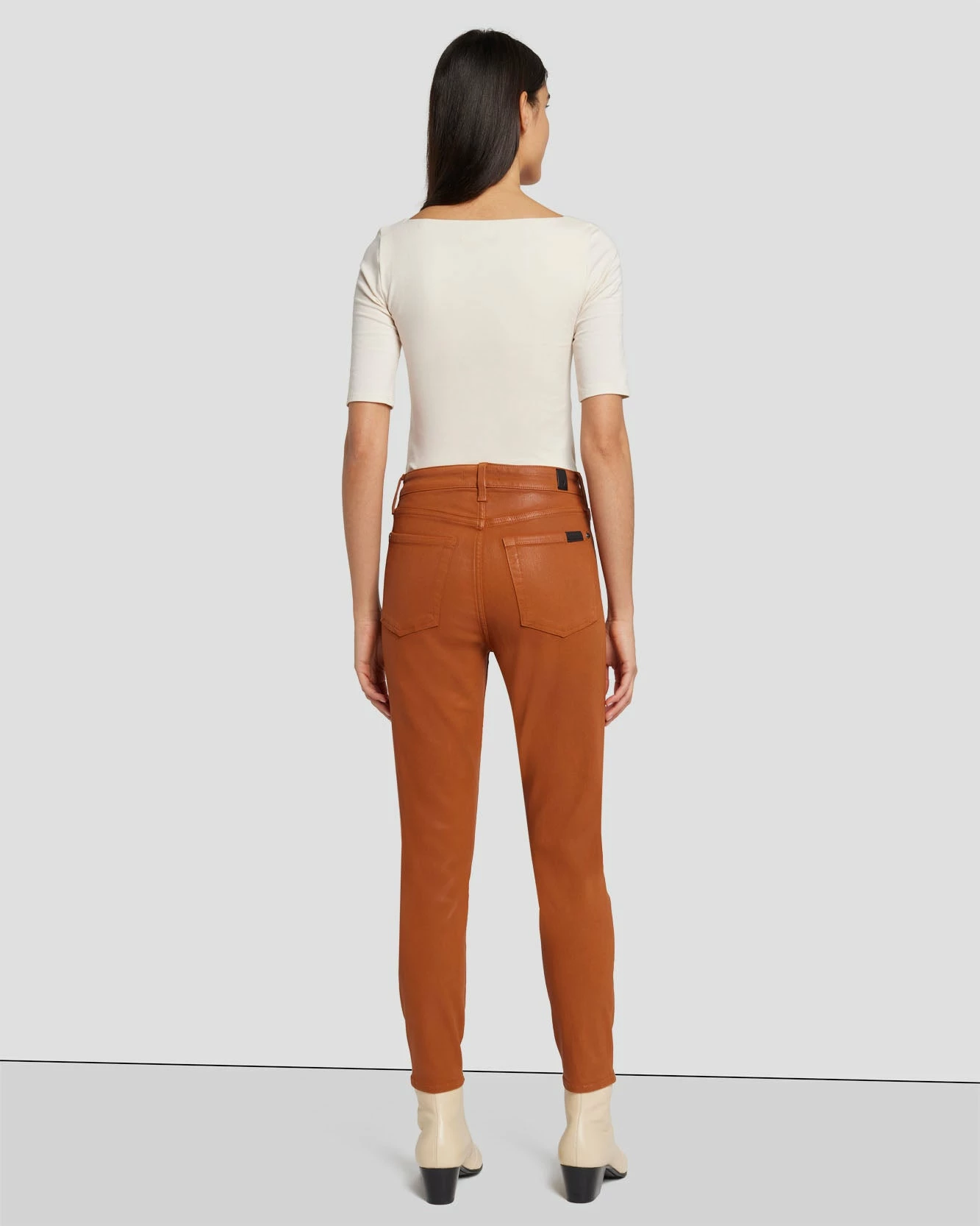 7 For All Mankind High Waist Ankle Skinny In Coated Ginger 6 7 For All Mankind High Waist Ankle Skinny In Coated Ginger - Image 4