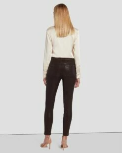 7 For All Mankind High Waist Ankle Skinny In Coated Chocolate -7 For All Mankind Sales 7U001752 CHO 4