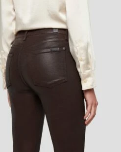 7 For All Mankind High Waist Ankle Skinny In Coated Chocolate -7 For All Mankind Sales 7U001752 CHO 5