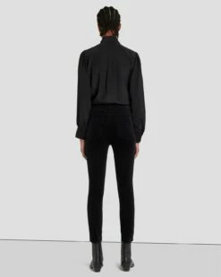 7 For All Mankind Velvet High Waist Ankle Skinny In Black -7 For All Mankind Sales 7U001V65 BLK 4