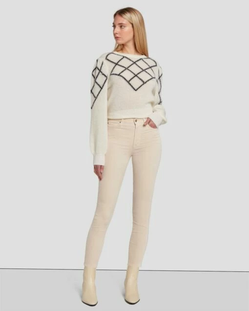 7 For All Mankind Velvet High Waist Ankle Skinny In Tapioca -7 For All Mankind Sales 7U001V65 TAP 1