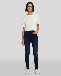 7 For All Mankind Slim Illusion High Waist Skinny In Twilight Blue