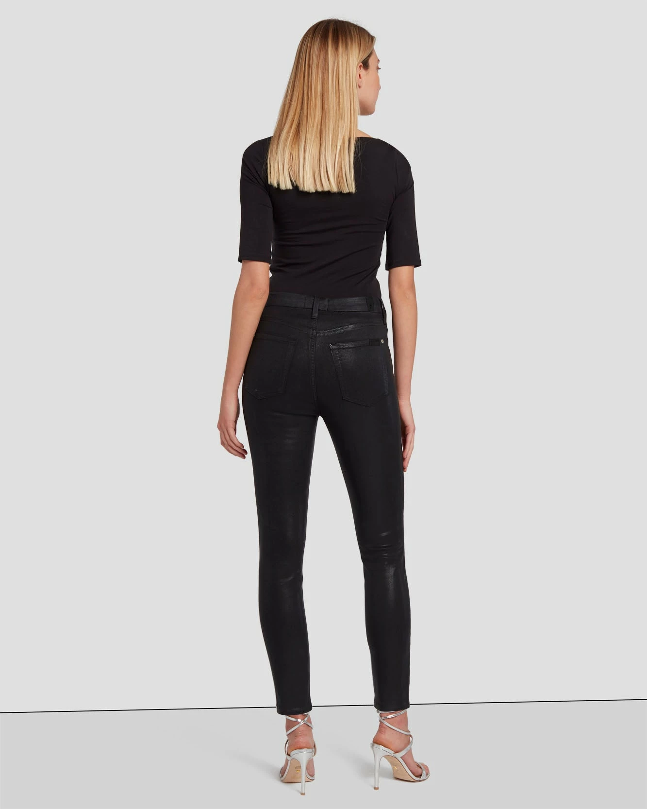 7 For All Mankind B(air) High Waist Ankle Skinny In Coated Black 6 7 For All Mankind B(air) High Waist Ankle Skinny In Coated Black - Image 4