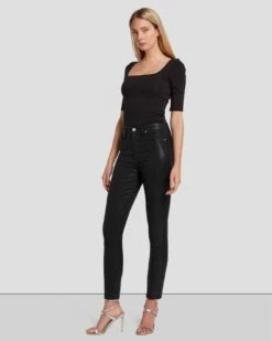 7 For All Mankind B(air) High Waist Ankle Skinny In Coated Black 14 7 For All Mankind B(air) High Waist Ankle Skinny In Coated Black -7 For All Mankind Sales 7U040C43 BBT 6