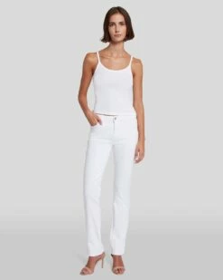 7 For All Mankind Slim Illusion Kimmie Straight In Luxe White