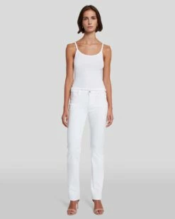 7 For All Mankind Slim Illusion Kimmie Straight In Luxe White -7 For All Mankind Sales 7U301399 SMW 6