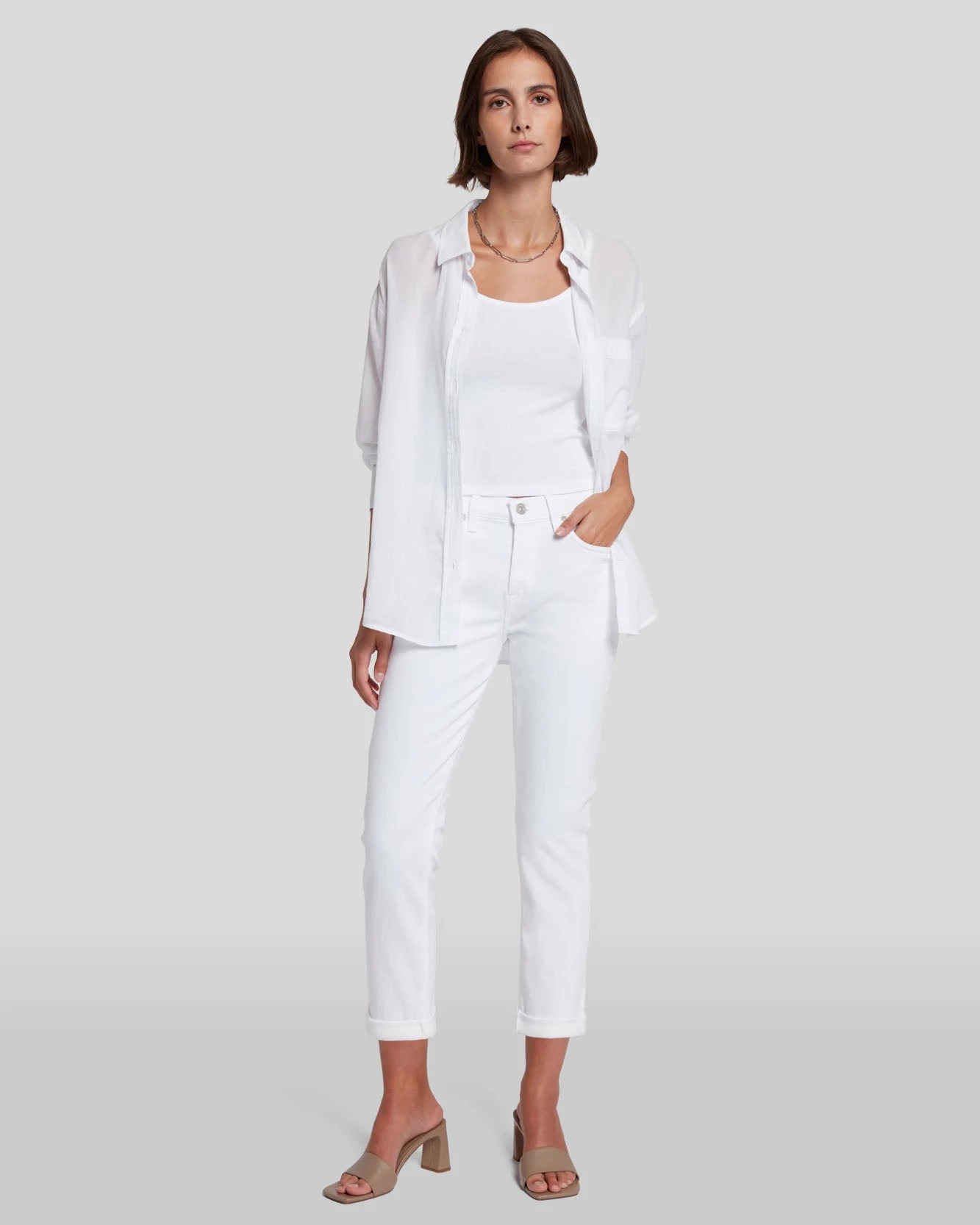 7 For All Mankind Broken Twill Josefina In White 3 7 For All Mankind Broken Twill Josefina In White