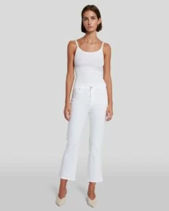 7 For All Mankind Slim Illusion High Waist Slim Kick In Luxe White