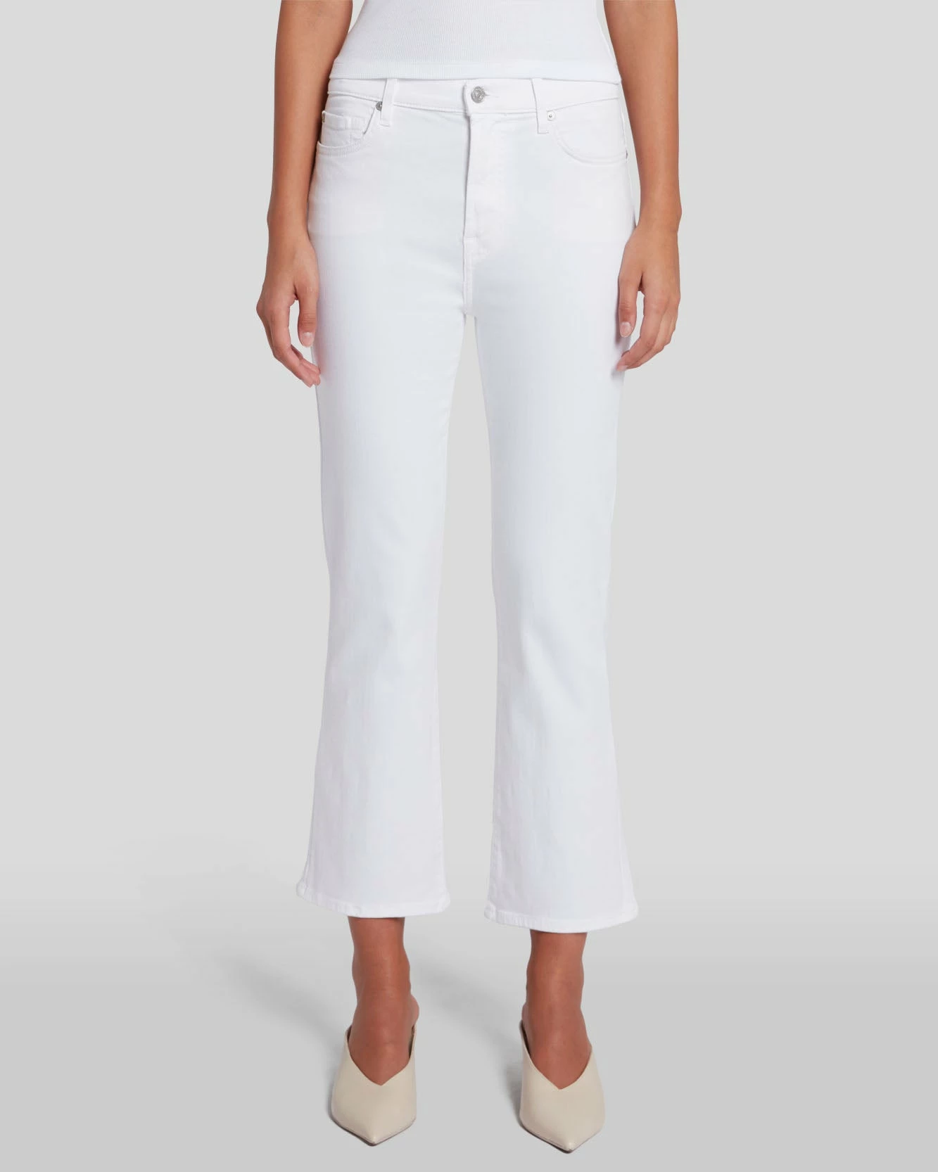 7 For All Mankind Slim Illusion High Waist Slim Kick In Luxe White 4 7 For All Mankind Slim Illusion High Waist Slim Kick In Luxe White - Image 2