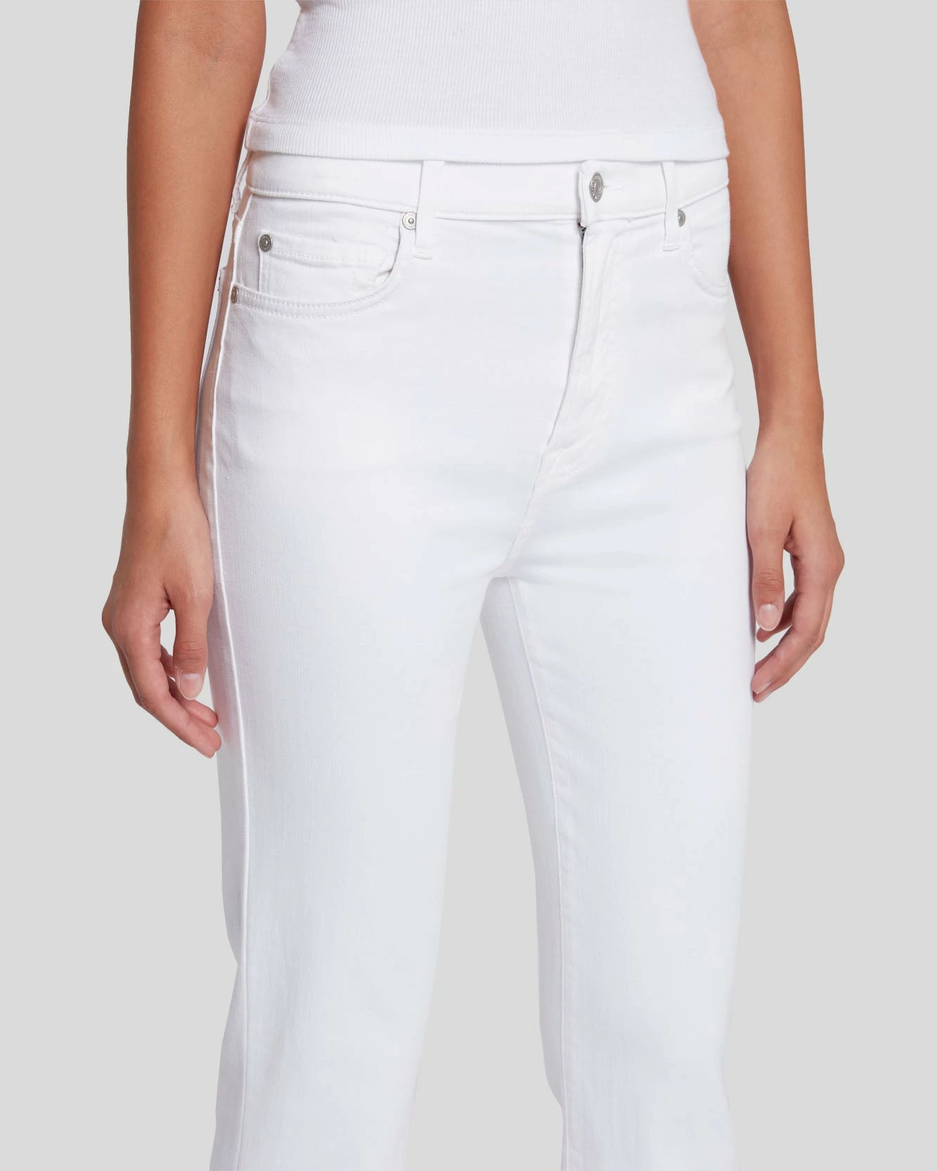 7 For All Mankind Slim Illusion High Waist Slim Kick In Luxe White 5 7 For All Mankind Slim Illusion High Waist Slim Kick In Luxe White - Image 3