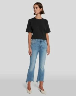 7 For All Mankind High Waist Slim Kick With Long Side Hem And Destroy In Sloane Vintage -7 For All Mankind Sales 7U352594 SVH 1