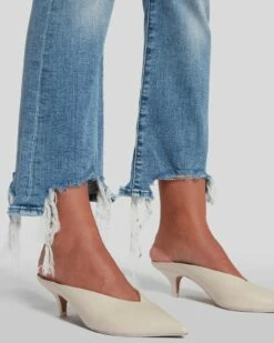 7 For All Mankind High Waist Slim Kick With Long Side Hem And Destroy In Sloane Vintage -7 For All Mankind Sales 7U352594 SVH 3