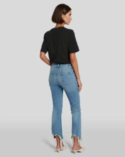 7 For All Mankind High Waist Slim Kick With Long Side Hem And Destroy In Sloane Vintage -7 For All Mankind Sales 7U352594 SVH 4