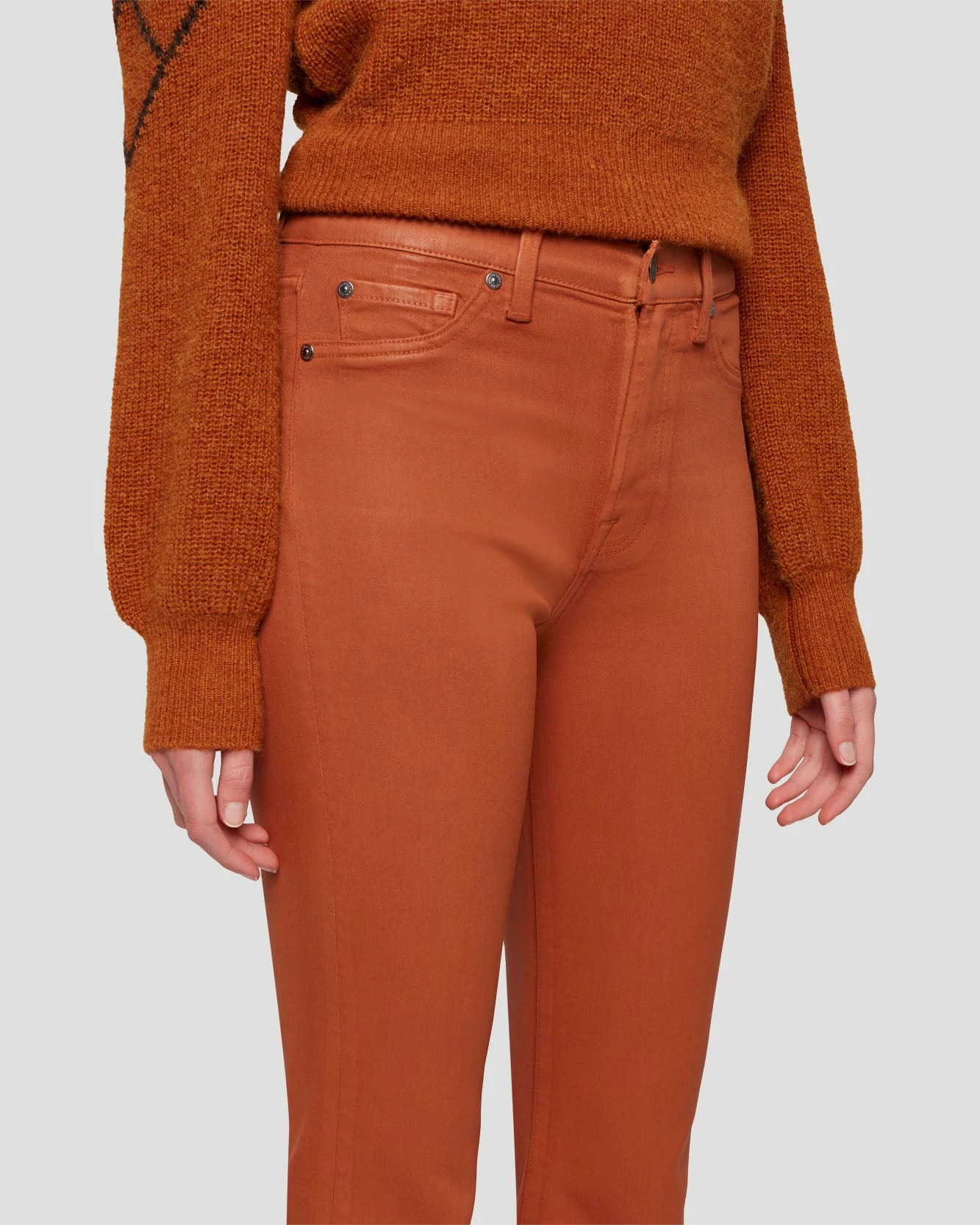 7 For All Mankind High Waist Slim Kick In Coated Ginger 5 7 For All Mankind High Waist Slim Kick In Coated Ginger - Image 3