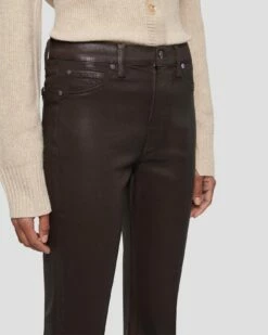 7 For All Mankind High Waist Slim Kick In Coated Chocolate -7 For All Mankind Sales 7U352752 CHO 3