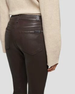 7 For All Mankind High Waist Slim Kick In Coated Chocolate -7 For All Mankind Sales 7U352752 CHO 5