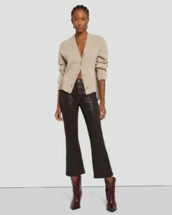 7 For All Mankind High Waist Slim Kick In Coated Chocolate -7 For All Mankind Sales 7U352752 CHO 6