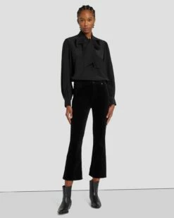 7 For All Mankind Velvet High Waist Slim Kick In Black