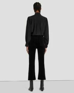7 For All Mankind Velvet High Waist Slim Kick In Black -7 For All Mankind Sales 7U352V65 BLK 4