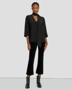 7 For All Mankind Velvet High Waist Slim Kick In Black -7 For All Mankind Sales 7U352V65 BLK 6