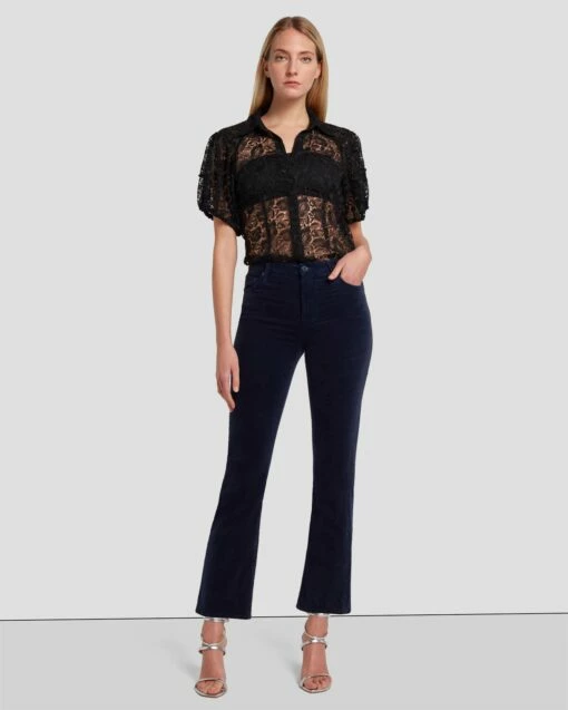 7 For All Mankind Velvet High Waist Slim Kick In Ink -7 For All Mankind Sales 7U352V65 INC 1