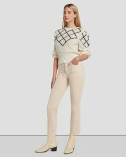 7 For All Mankind Velvet High Waist Slim Kick In Tapioca -7 For All Mankind Sales 7U352V65 TAP 6