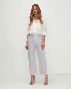 7 For All Mankind Easy Straight Ankle With Cut Hem In Lavender