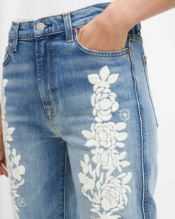 7 For All Mankind Easy Slim With Floral Embroidery In Ventura -7 For All Mankind Sales 7U411363 VEP 04