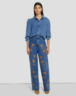 7 For All Mankind The Jennifer 90s Baggy Jean In Explorer -7 For All Mankind Sales 7U422C10 EP1 6