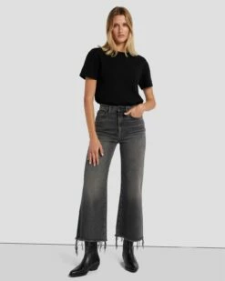 7 For All Mankind Luxe Vintage Ultra High Rise Cropped Jo In Courage